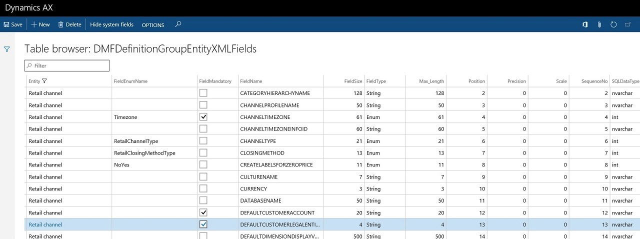 Data entity field properties