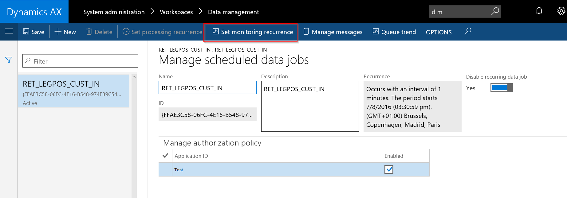 Enable process monitoring batch job