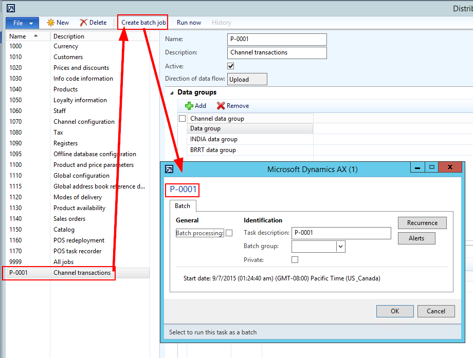 Distribution schedule - Run as batch job
