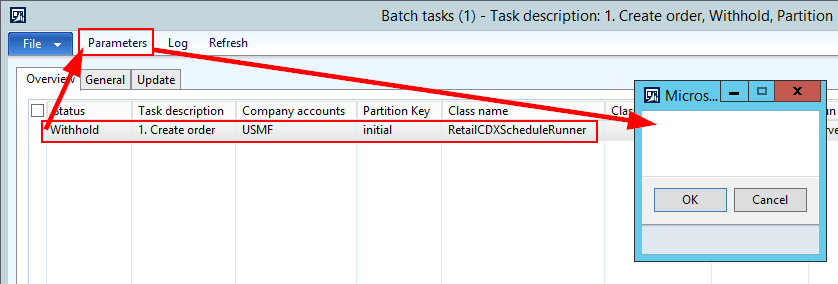 Parameter on batch task