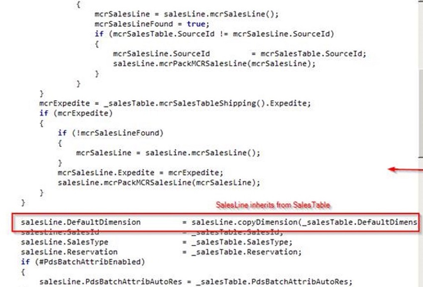 Inherit dimension values from sales order to sales line