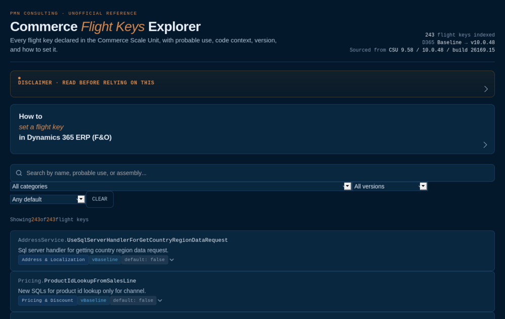 Commerce Flight Keys Explorer